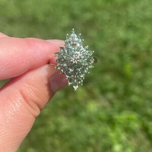 Natural Green Apatite Floral Ring